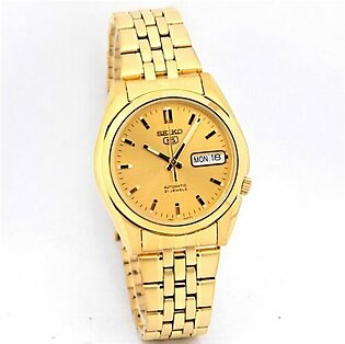 Seiko 5 automatic Golden Dial Men’s Wrist Watch With Day And Date
