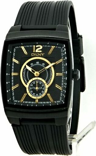 DKNY black textured dial men’s wrist watch with black case