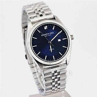 Kenneth Cole Men’s Wrist Watch For Men In Blue Dial with date And Stainless Steel Bracelet