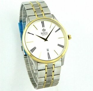Royal London men’s wrist watch in silver dial with date two tone bracelet & case