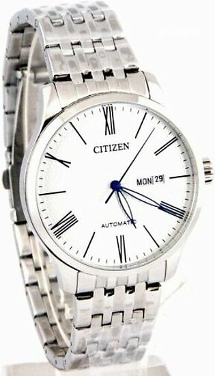Citizen Wrist Watch For Men In white Dial With Date and day And stainless steel Bracelet