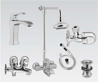 Faisal Sanitary 6707 Bath Set Complete 8 Pieces Flat Series (Chrome)