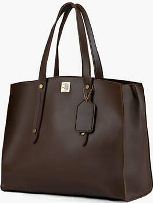 Dark brown multi compartment satchel bag