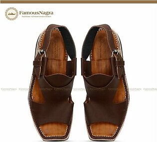 Kohati Chappal / Sandal – Gents – Genuine Leather – Brown – Heel – Leather Insole – Thin Tyre sole – Art 677