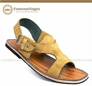 Kohati Chappal / Sandal – Gents – Suede / Sabar Leather – Camel Brown – Leather Insole – Thin Tyre sole – Art 869