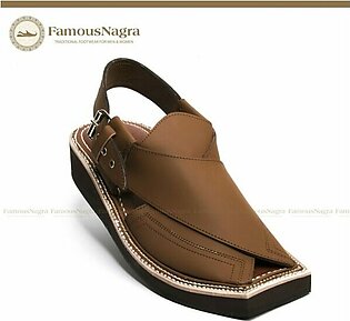 Peshawari Chappal / Sandal – Kaptaan Chappal – Gents – Genuine Leather – Brown – Soft Insole – Thick Tyre sole – Art 602