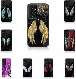 Galaxy S21 Ultra - Angel Wing Series - Premium Printed Glass soft Bumper shock Proof Case