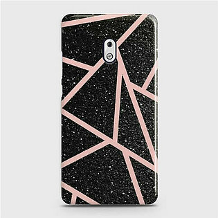 NOKIA 2.1 Black Sparkle Glitter With RoseGold Lines Case