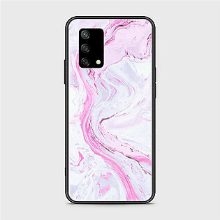 Oppo F19 Pink Marble Series  Premium Printed Glass soft Bumper shock Proof Case