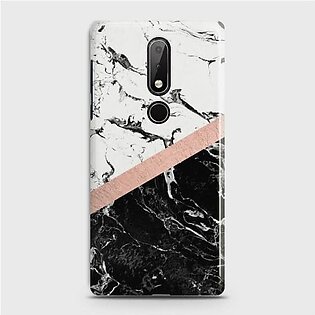 Nokia 7.1 Black & White Marble With Chic RoseGold Case