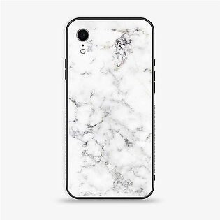 iPhone XR - White Marble Series - Premium Printed Glass soft Bumper shock Proof Case
