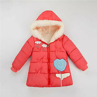 XY Heart Lolly Pocket Coral Puffer Jacket 7974