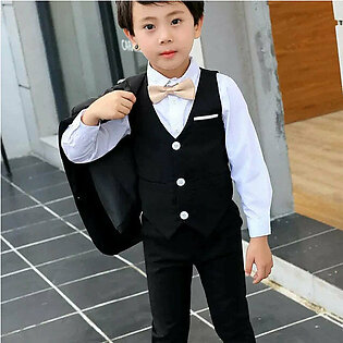 DD Black Waist Coat And Pant Set With Broach 9254
