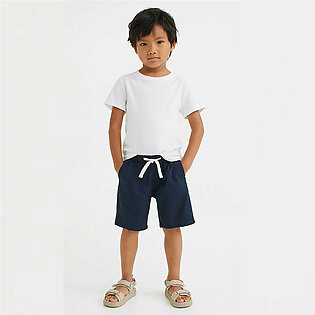 H&M White Cord Plain Navy Blue Cotton Shorts 11181