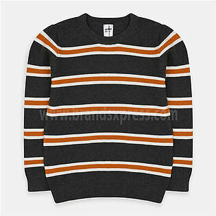 ANK Mustard And White Stripe Dark Grey Sweater 7769