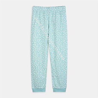 MS All Over White Flower Turquoise Trouser  2818