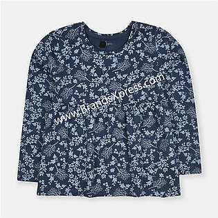 TU All Over Floral Full Sleeves Blue Flare Style Short Top 9785