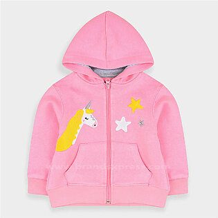 B.X Embroided Unicorn Star Pink Zipper Hoodie 7972
