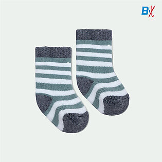 In Extenso Green & White Stripes 2 Pairs Baby Socks 10285