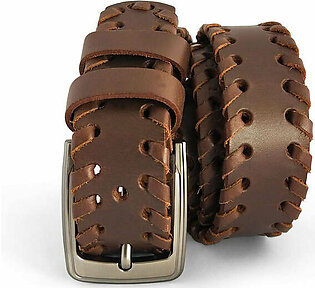 Men's Premium Spiral Leather Belt // Brown