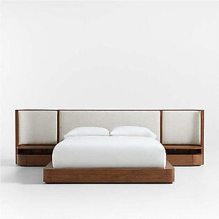 Alumiyano Upholstered Double Bed with Side Tables