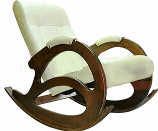 Leather Seat Rocking Chair Off white