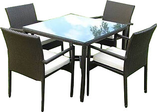 Esabel 5 Piece Garden Cushioned Chairs Grouped With Glass Square Table