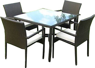 Esabel 5 Piece Garden Cushioned Chairs Grouped With Glass Square Table