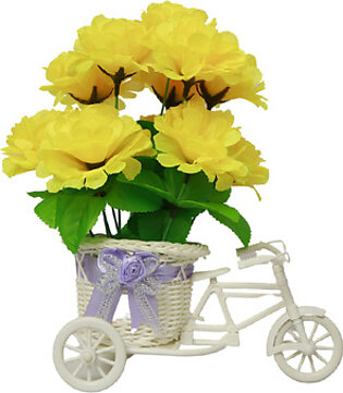 Bicycle Carriage floral planter-Yellow flowers