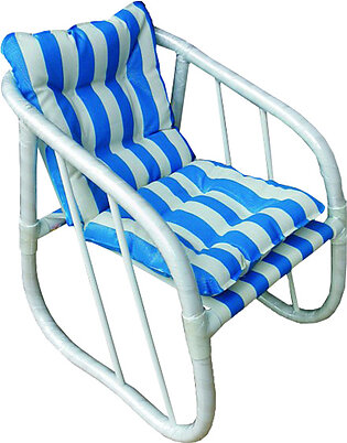 Dalessio Striped Outdoor Chair - White and Blue