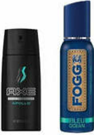 Pack Of 2 Axe Apollo & Fogg Blue Ocean Body Spray