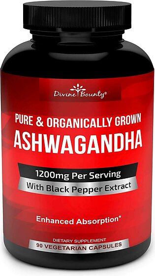 Organic Ashwagandha Dietary Supplement 1200Mg - 90 Capsule