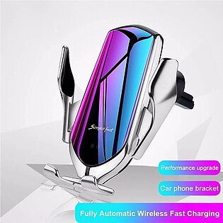 Automatic Clamping 10W Qi Car Wireless Charger Silver