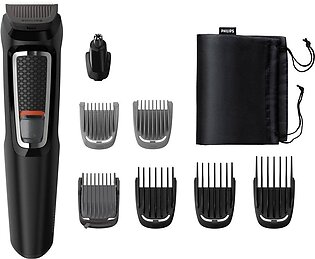 8 tools, (Face+Head), Rinseable attachments, 60 minute runtime, (trimmer, nose & ear trimmer, adjustable beard comb, 2 stubble combs, 3 hair combs, storage pouch)