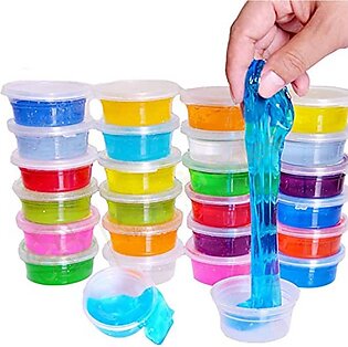 Slime Kit Pack Of 24 - Colors Non-Toxic Clear Crystal Slime Soft Jelly Clay