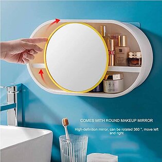 Wall Mount Bathroom Cabinet Organizer With Sliding Mirror