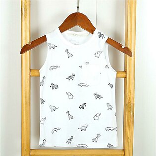 Imported Boys Soft Cotton Printed Vest With Snap Shoulder Button (21290)