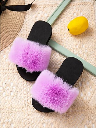 Girls Minimalist Fluffy Slippers
