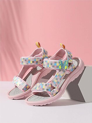 Girls Gingham Butterfly Decor Sports Sandals