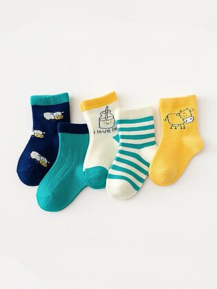 5pairs Baby Striped & Cartoon Graphic Socks - FD
