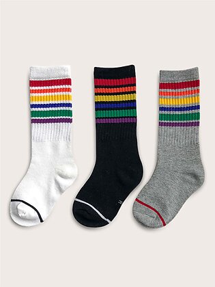 3pairs Toddler Boys Rainbow Striped Socks - FD