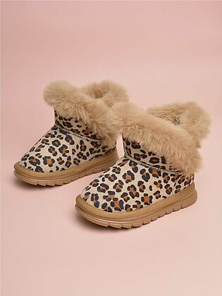 Girls Leopard Pattern Thermal Lined Snow Boots