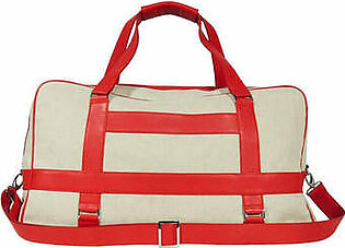 Novado - Red Stanley Genuine Leather and Jute Fabric Duffle Bag