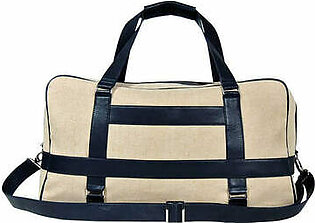 Novado - Navy Stanley Genuine Leather and Jute Fabric Duffle Bag