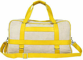 Novado - Yellow Stanley Genuine Leather and Jute Fabric Duffle Bag