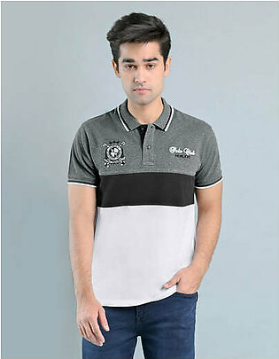 Uniworth -Plain White/Grey Cut n Sew Half Sleeve Polo T-shirt - TP2239