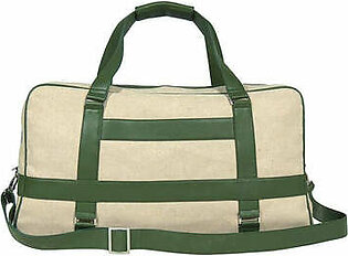 Novado - Green Stanley Genuine Leather and Jute Fabric Duffle Bag