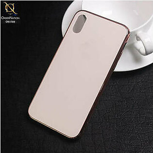 iPhone XS / X Cover - Rose Gold - Shiny Tempered Glass Soft Case