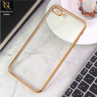 iPhone 8 Plus / 7 Plus Cover - Golden - Luxury Look Colour Borders Semi -Transparent Soft Silicone Case With Camera Protection