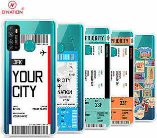 Infinix Hot 9 Pro Cover - Personalised Boarding Pass Ticket Series - 5 Designs - Clear Phone Case - Soft Silicon Borders